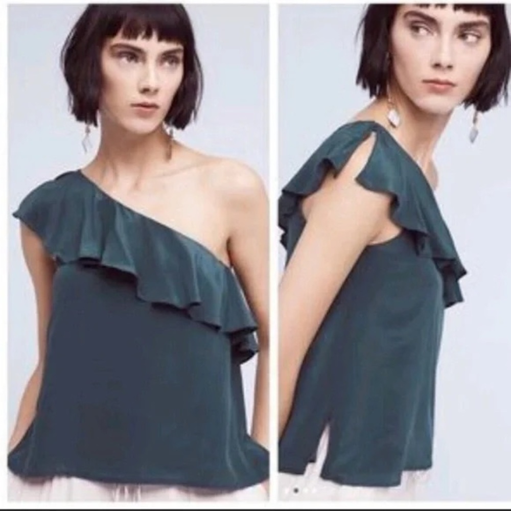 ANTHRO | MAEVE One Shoulder Ruffle Blouse‎